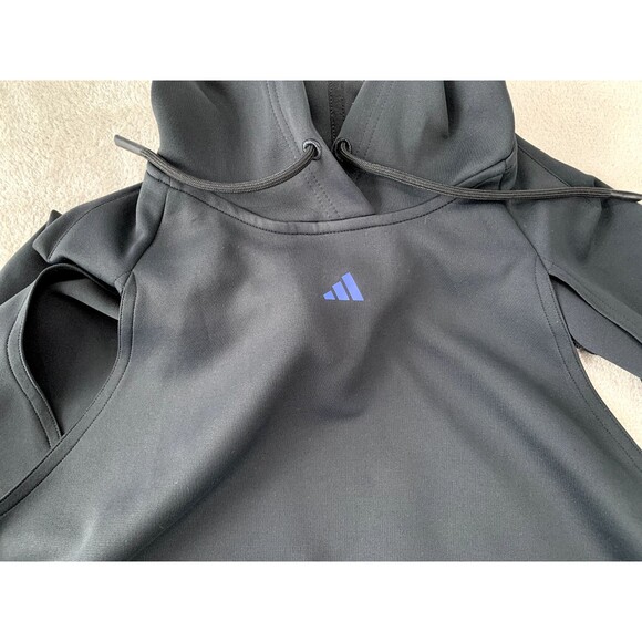 Adidas Aeroready Cropped Training Hoodie Black Women’s Medium Sweat-Wicking Gym - Picture 9 of 13